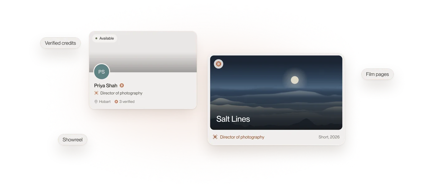 A cinematographer’s verified film credit connects their profile to the Salt Lines film page.