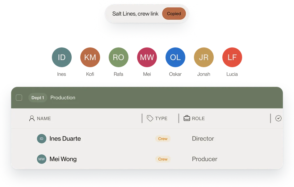 A shared film link brings the director and producer into one crew list.